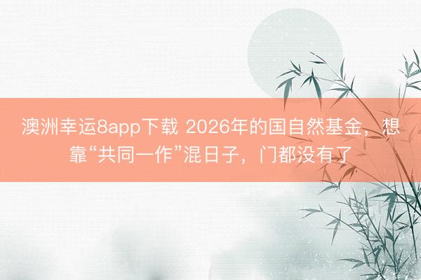 澳洲幸運8app下載 2026年的國自然基金，想靠“共同一作”混日子，門都沒有了