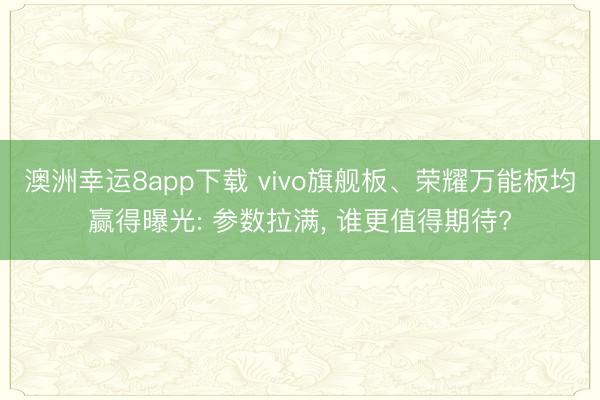 澳洲幸運8app下載 vivo旗艦板、榮耀萬能板均贏得曝光: 參數拉滿， 誰更值得期待?
